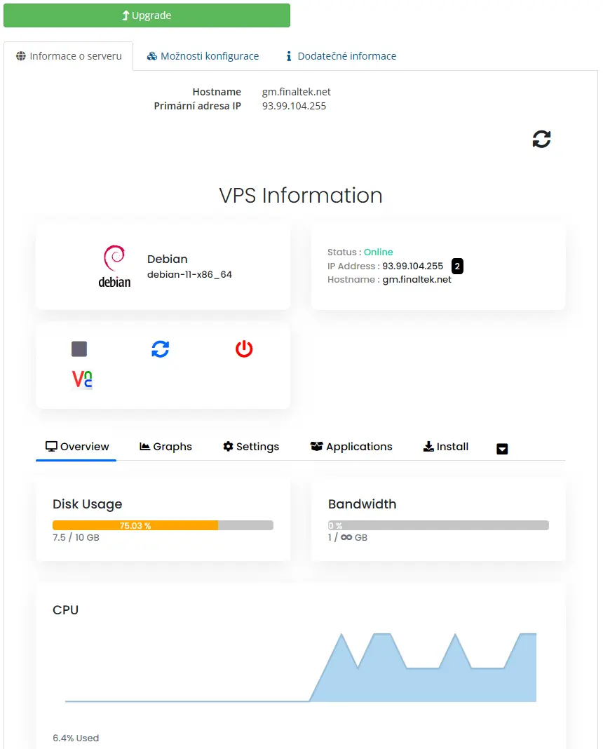 VPS hosting Information - system overview
